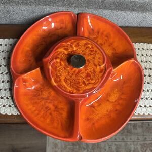 Vtg California Originals 736-737 USA Pottery MCM Serving Set Chip Dip Bowl 14.5"